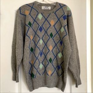 Vintage Pringle argyle wool sweater sz XS